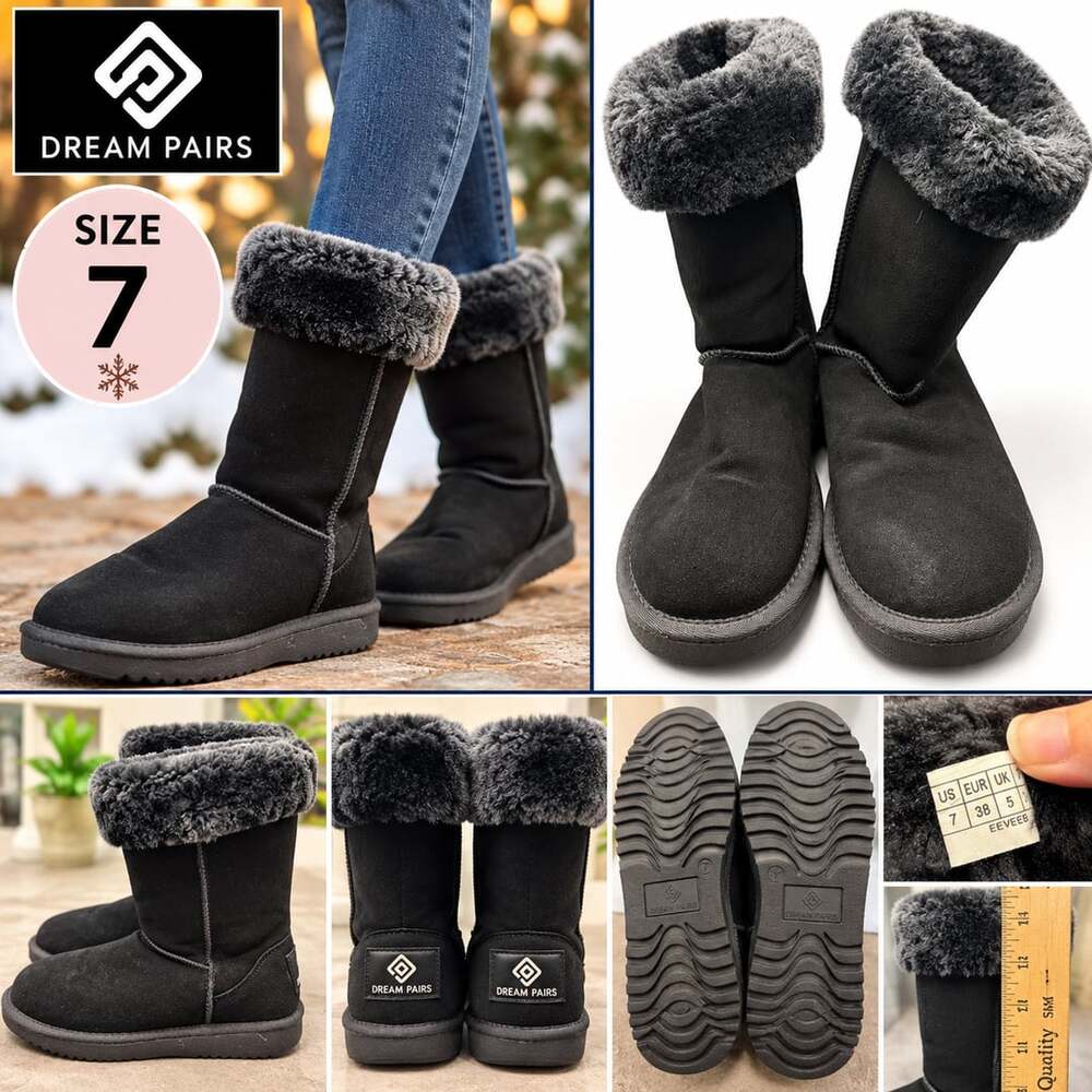Koolaburra by UGG Barlee Suede Tall Winter Boots Black Fur Cuffed